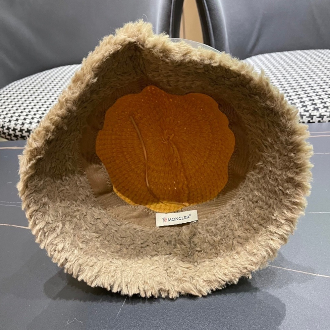 蒙口moncler针织毛绒渔夫帽女秋冬季新款水桶帽日系显脸小帽子