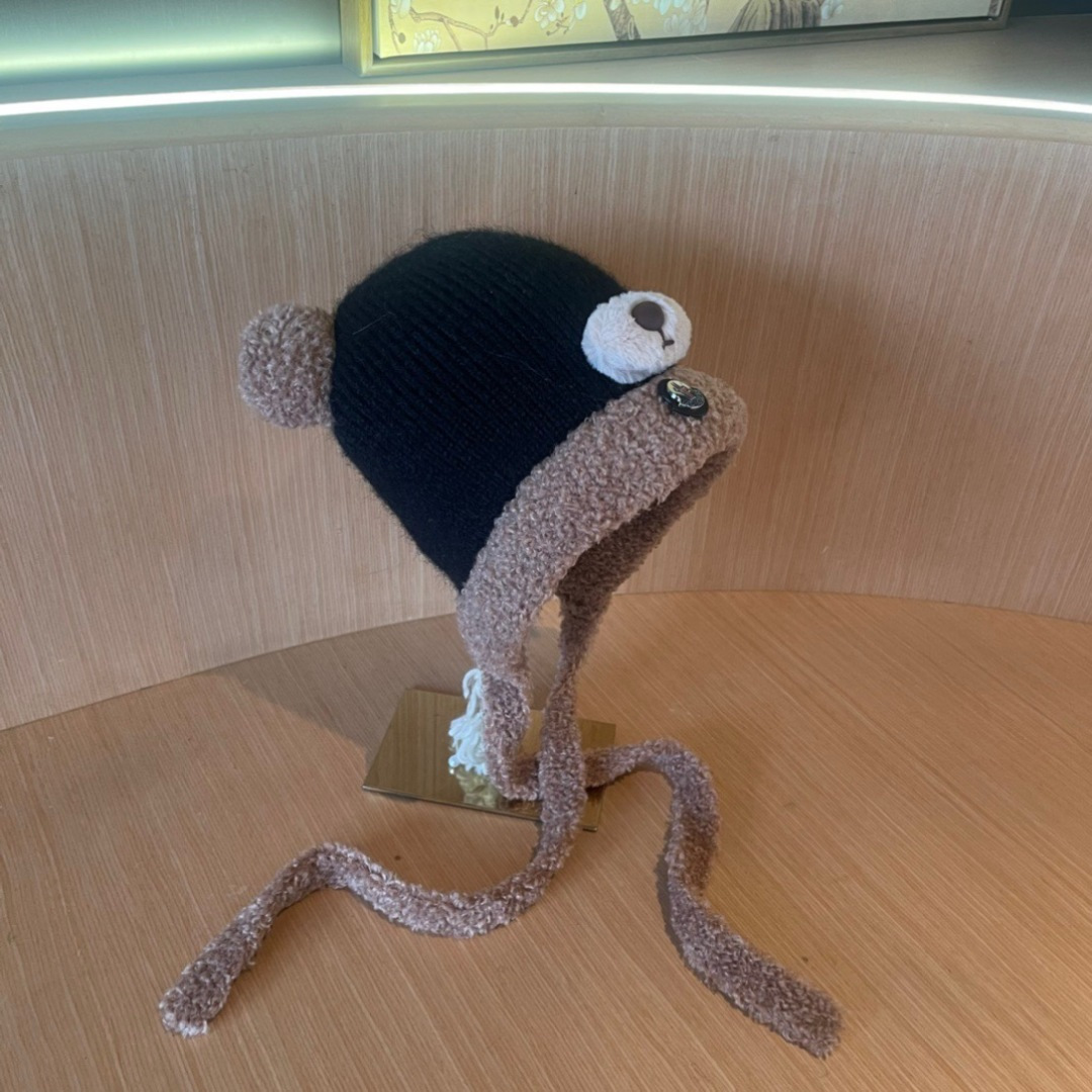 【MONCLER蒙口】针织帽子女2025冬加厚加绒保暖雷锋帽骑车防寒毛线帽潮