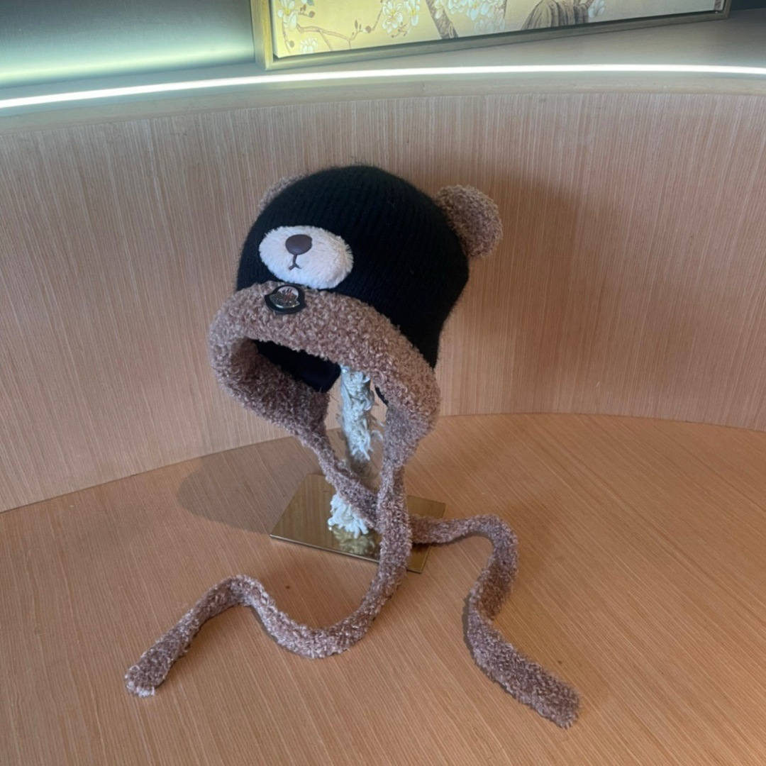 【MONCLER蒙口】针织帽子女2025冬加厚加绒保暖雷锋帽骑车防寒毛线帽潮