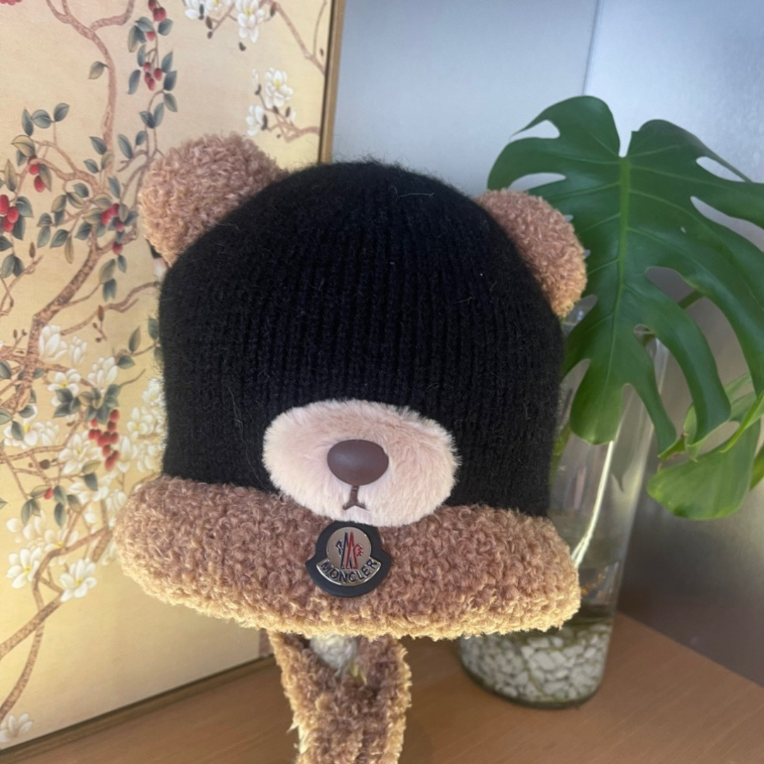 【MONCLER蒙口】针织帽子女2025冬加厚加绒保暖雷锋帽骑车防寒毛线帽潮