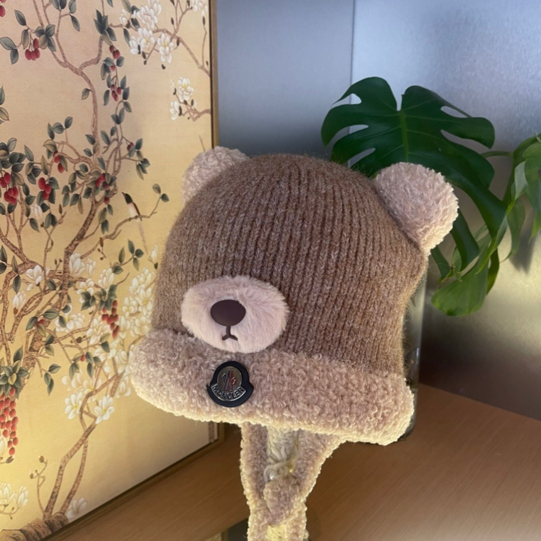 【MONCLER蒙口】针织帽子女2025冬加厚加绒保暖雷锋帽骑车防寒毛线帽潮