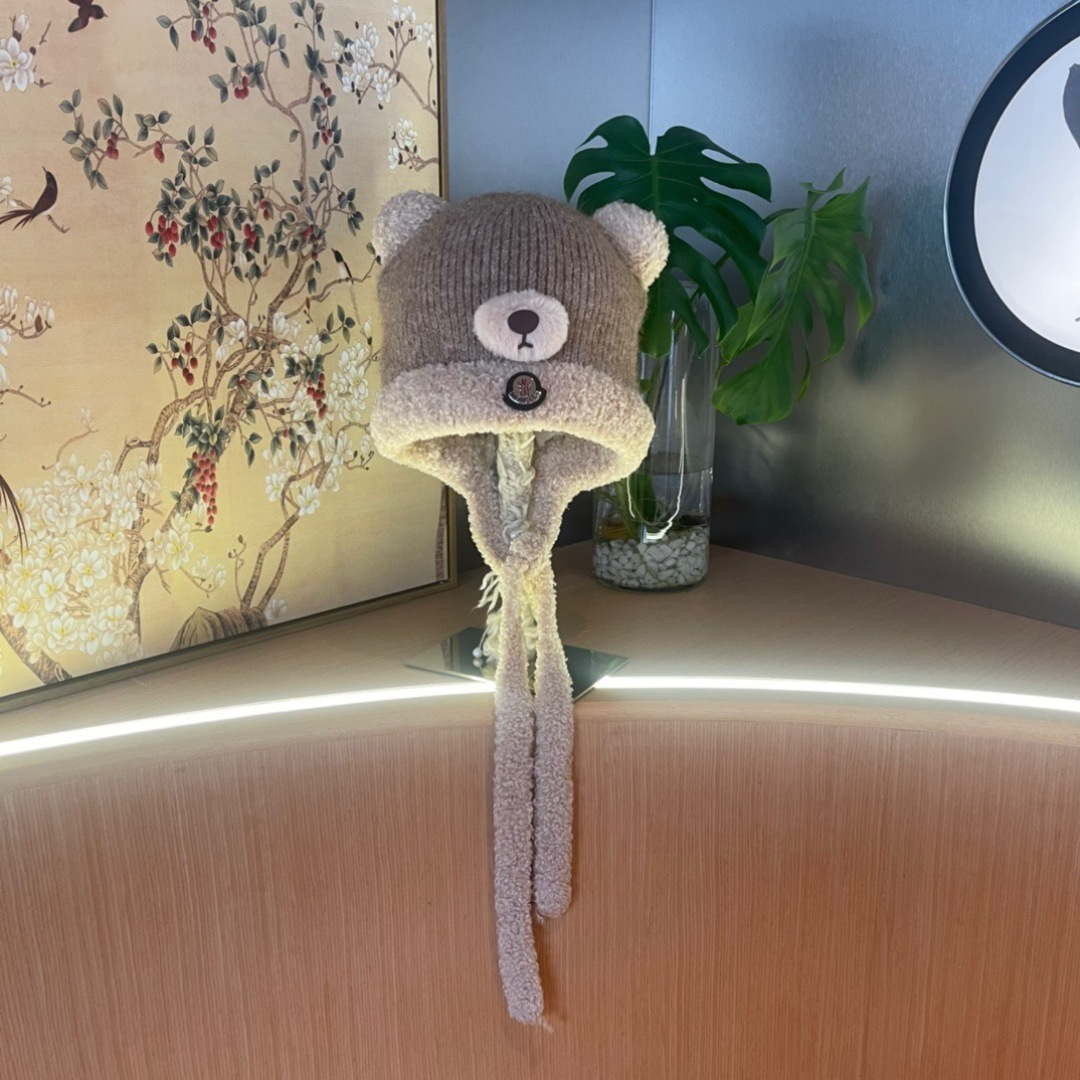 【MONCLER蒙口】针织帽子女2025冬加厚加绒保暖雷锋帽骑车防寒毛线帽潮