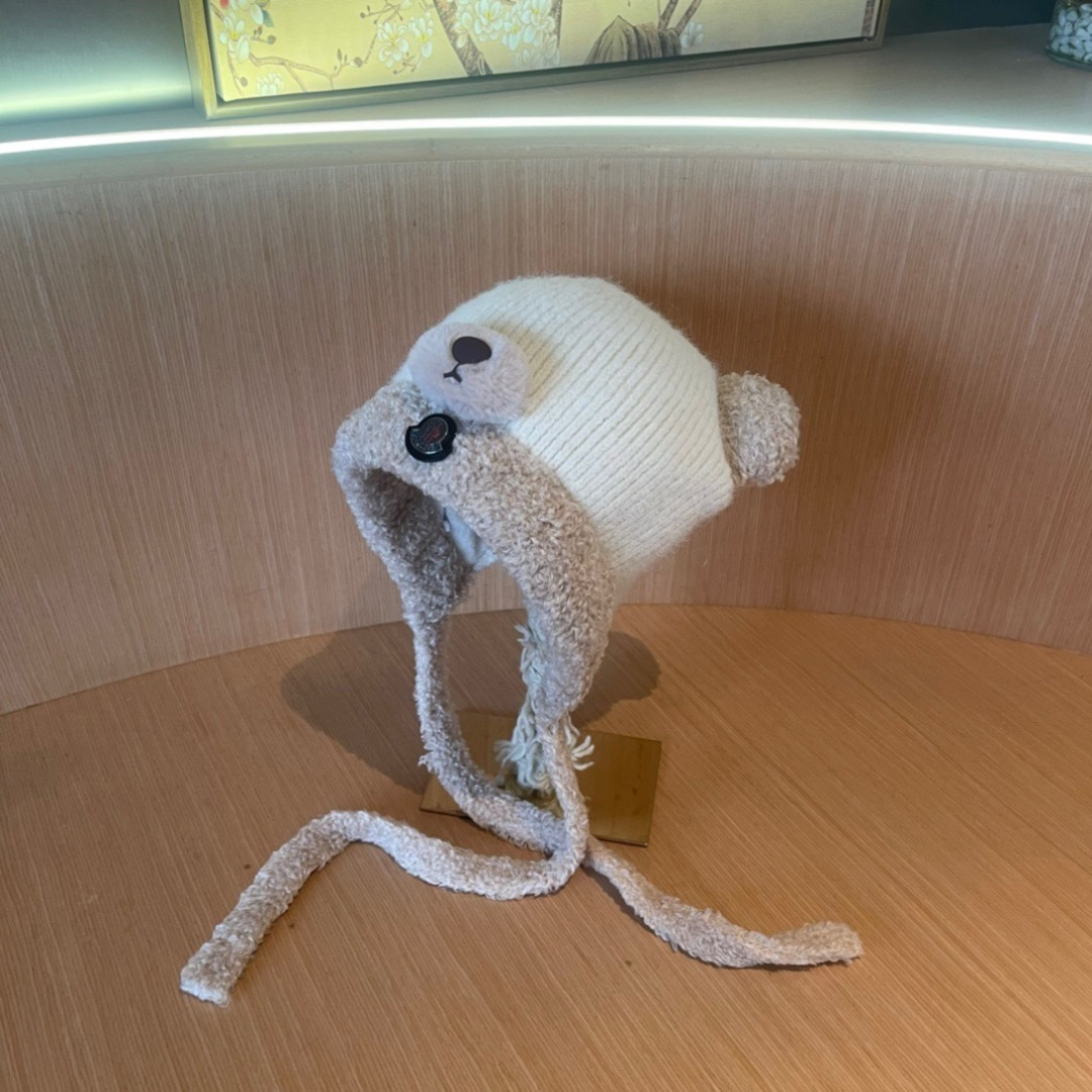 【MONCLER蒙口】针织帽子女2025冬加厚加绒保暖雷锋帽骑车防寒毛线帽潮