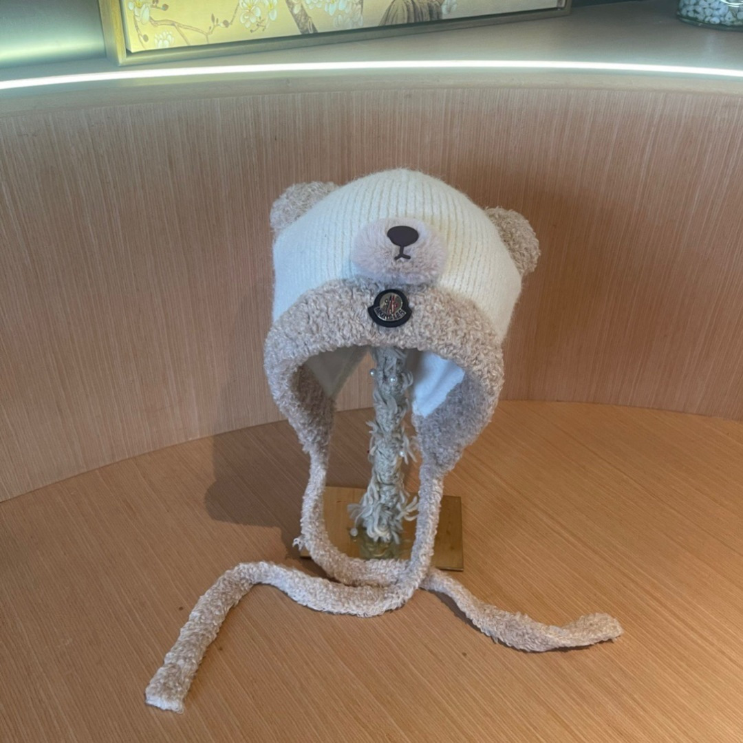 【MONCLER蒙口】针织帽子女2025冬加厚加绒保暖雷锋帽骑车防寒毛线帽潮