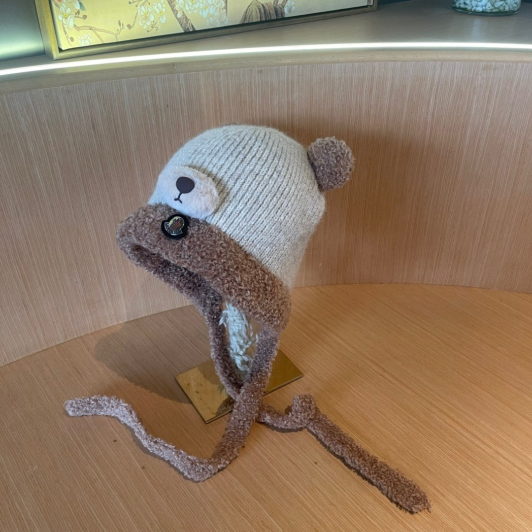 【MONCLER蒙口】针织帽子女2025冬加厚加绒保暖雷锋帽骑车防寒毛线帽潮