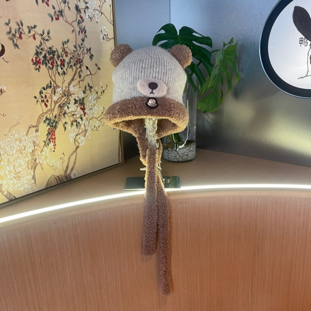 【MONCLER蒙口】针织帽子女2025冬加厚加绒保暖雷锋帽骑车防寒毛线帽潮