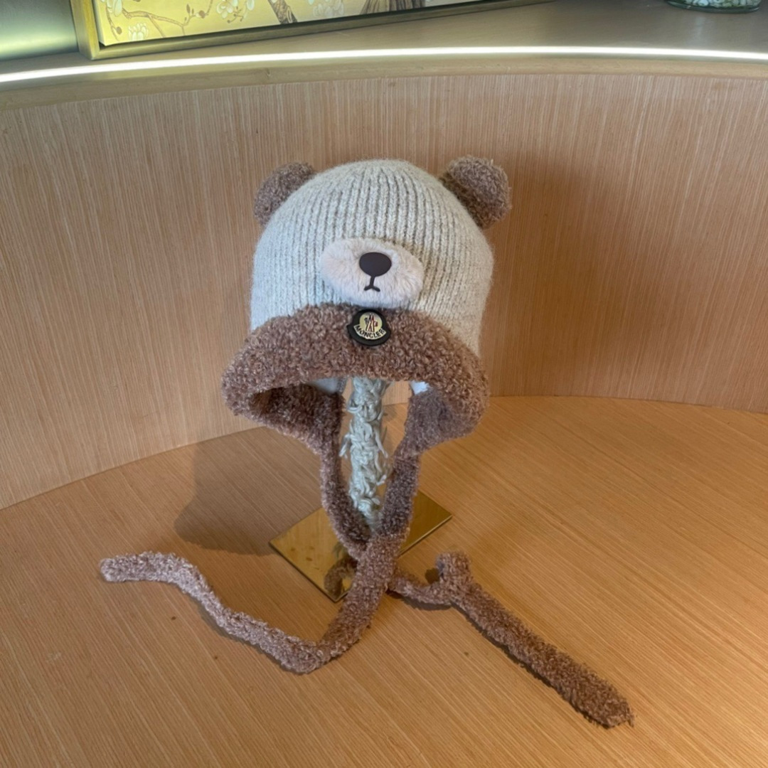 【MONCLER蒙口】针织帽子女2025冬加厚加绒保暖雷锋帽骑车防寒毛线帽潮