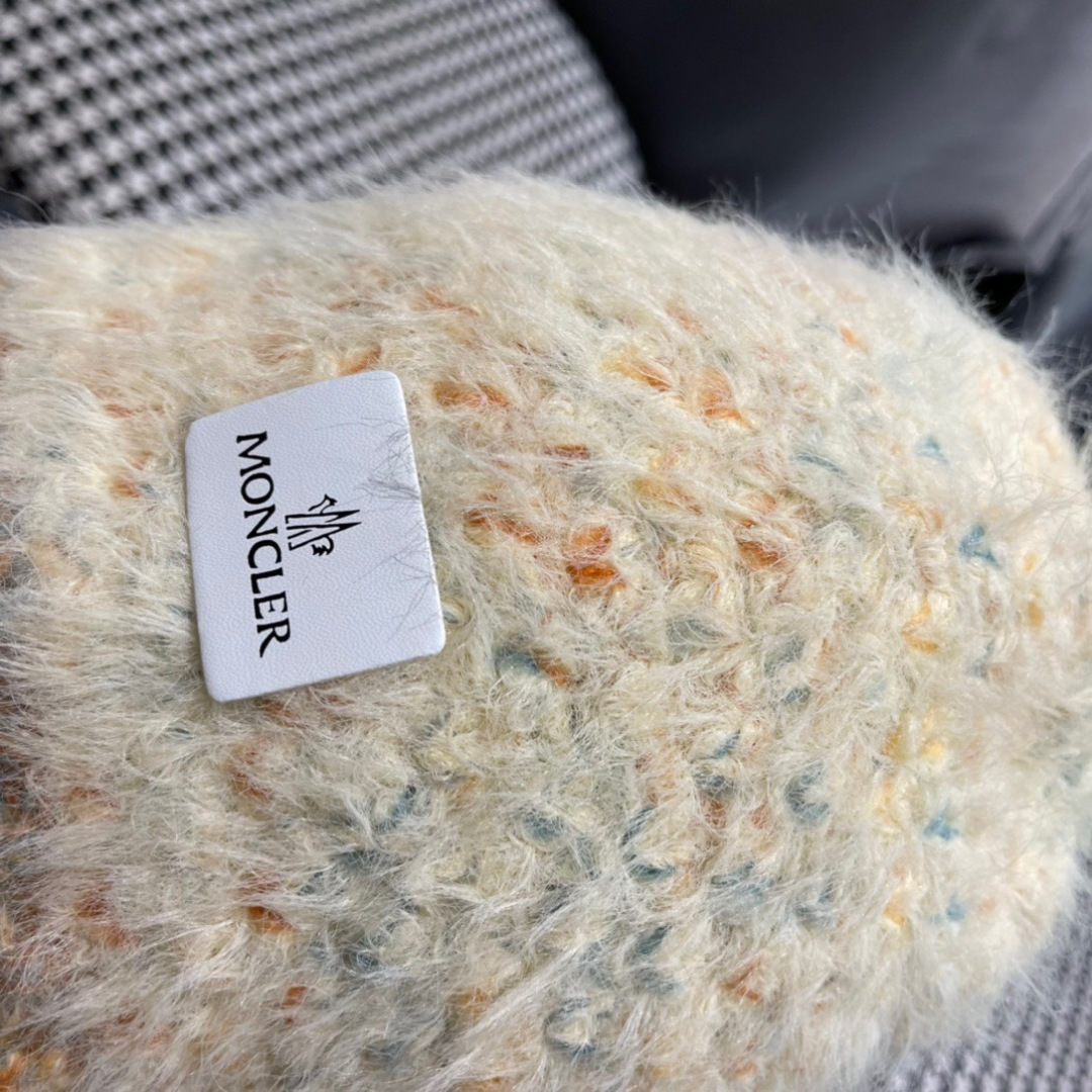 蒙口moncler2025新款毛绒布日系甜美可爱护其拼色保暖毛线针织帽女