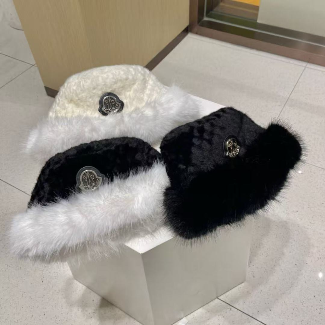 蒙口moncler秋冬皮草帽子女獭兔护耳甜美渔夫帽保暖毛绒绒盆帽显脸小
