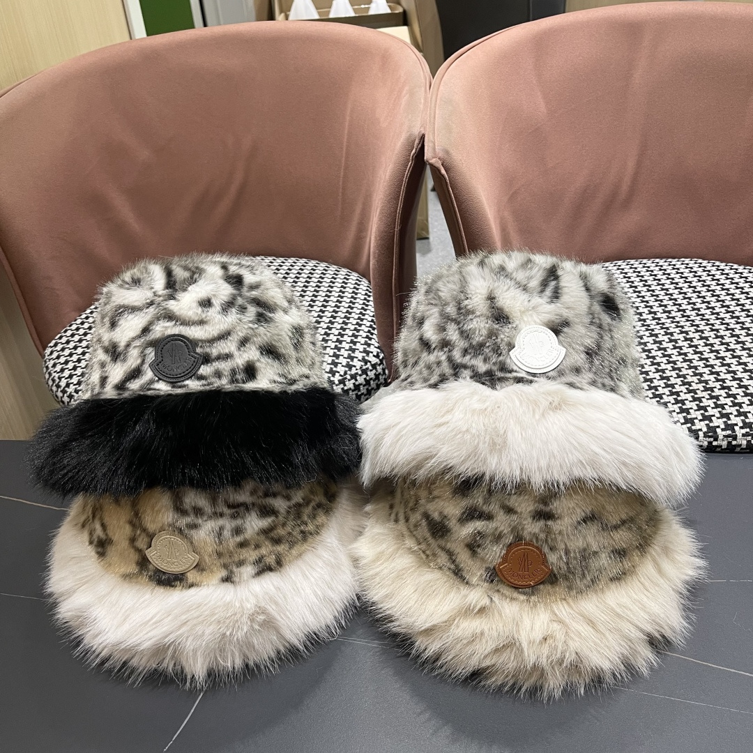 蒙囗MONCLER N 秋冬日系网红豹纹毛绒渔夫帽女保暖东北蒙古帽显脸小帽潮