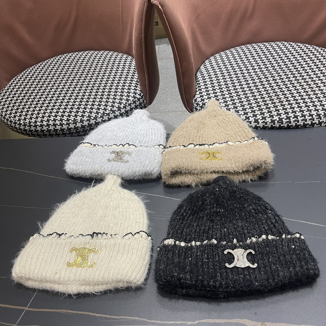 Celine赛琳可爱套头帽子女秋冬日系时尚针织帽保暖护耳毛线帽2025新款