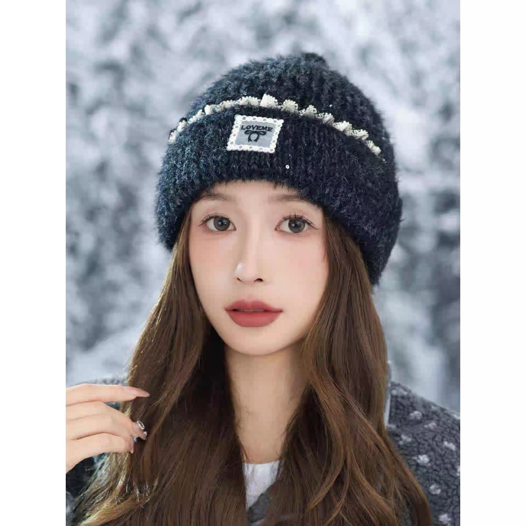 Celine赛琳可爱套头帽子女秋冬日系时尚针织帽保暖护耳毛线帽2025新款