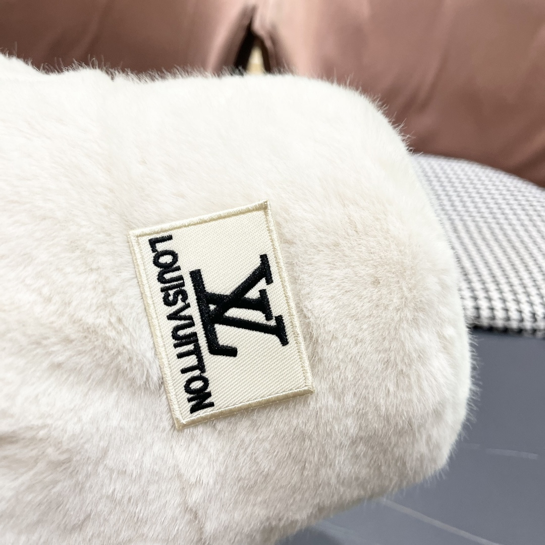 lv路易威登毛绒渔夫帽女2025新款秋冬大头围帽子显脸小帽潮