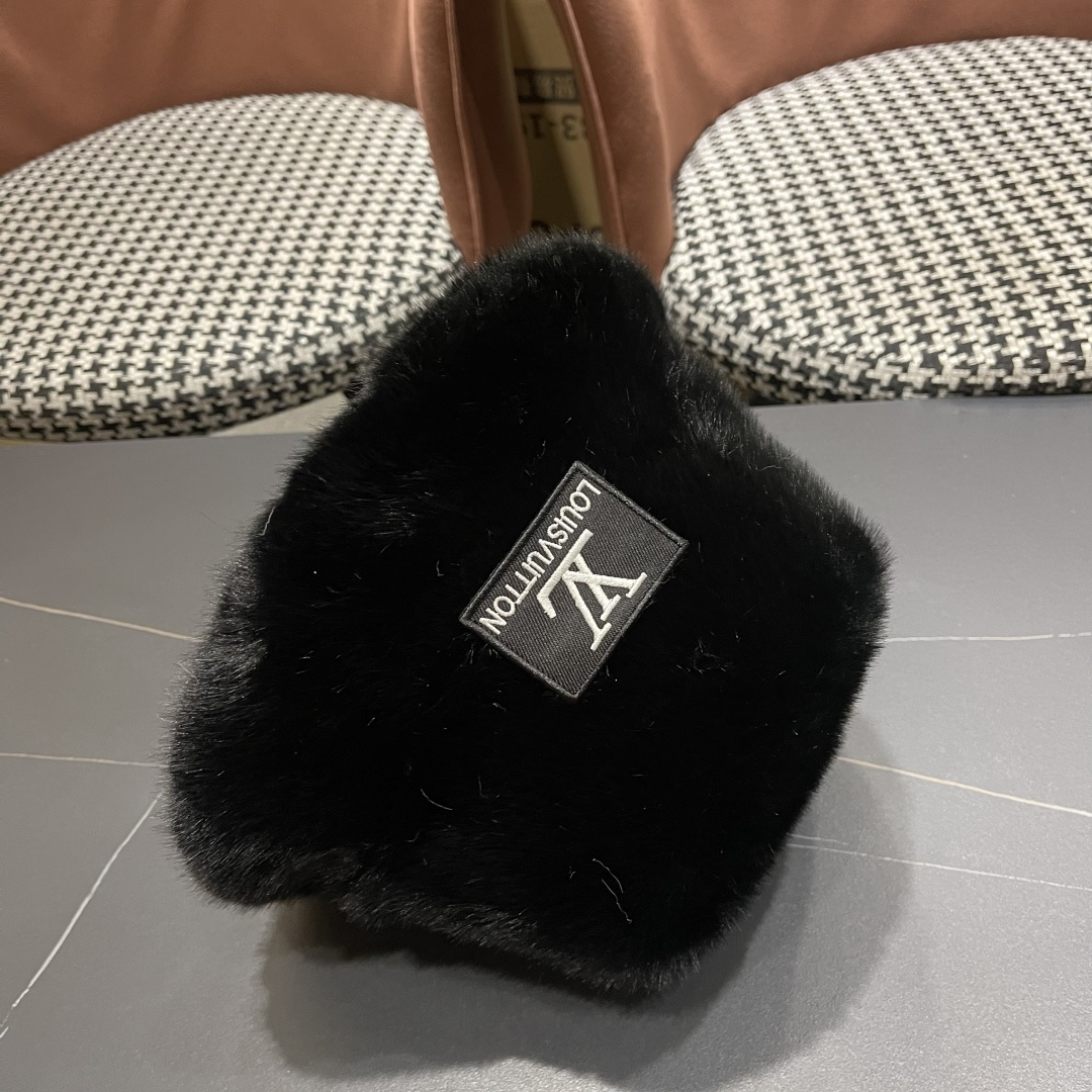 lv路易威登毛绒渔夫帽女2025新款秋冬大头围帽子显脸小帽潮