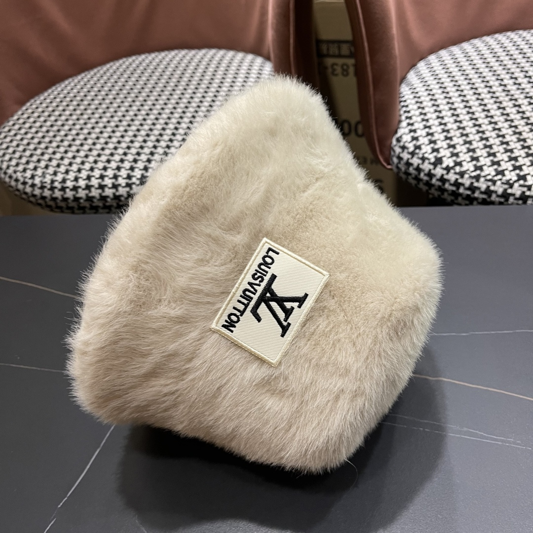 lv路易威登毛绒渔夫帽女2025新款秋冬大头围帽子显脸小帽潮