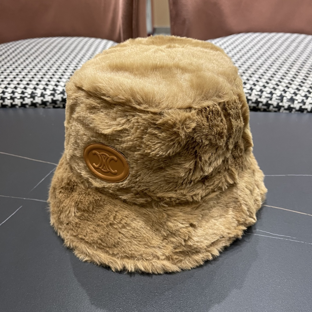 【CELINE赛琳】新款秋冬毛绒绒小桶帽渔夫帽，出街单品