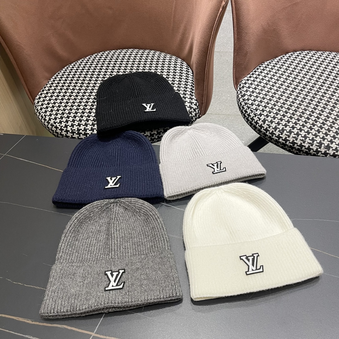lv路易威登 纯色基础款针织帽男韩版休闲百搭学生情侣冷帽女秋冬保暖毛线帽子