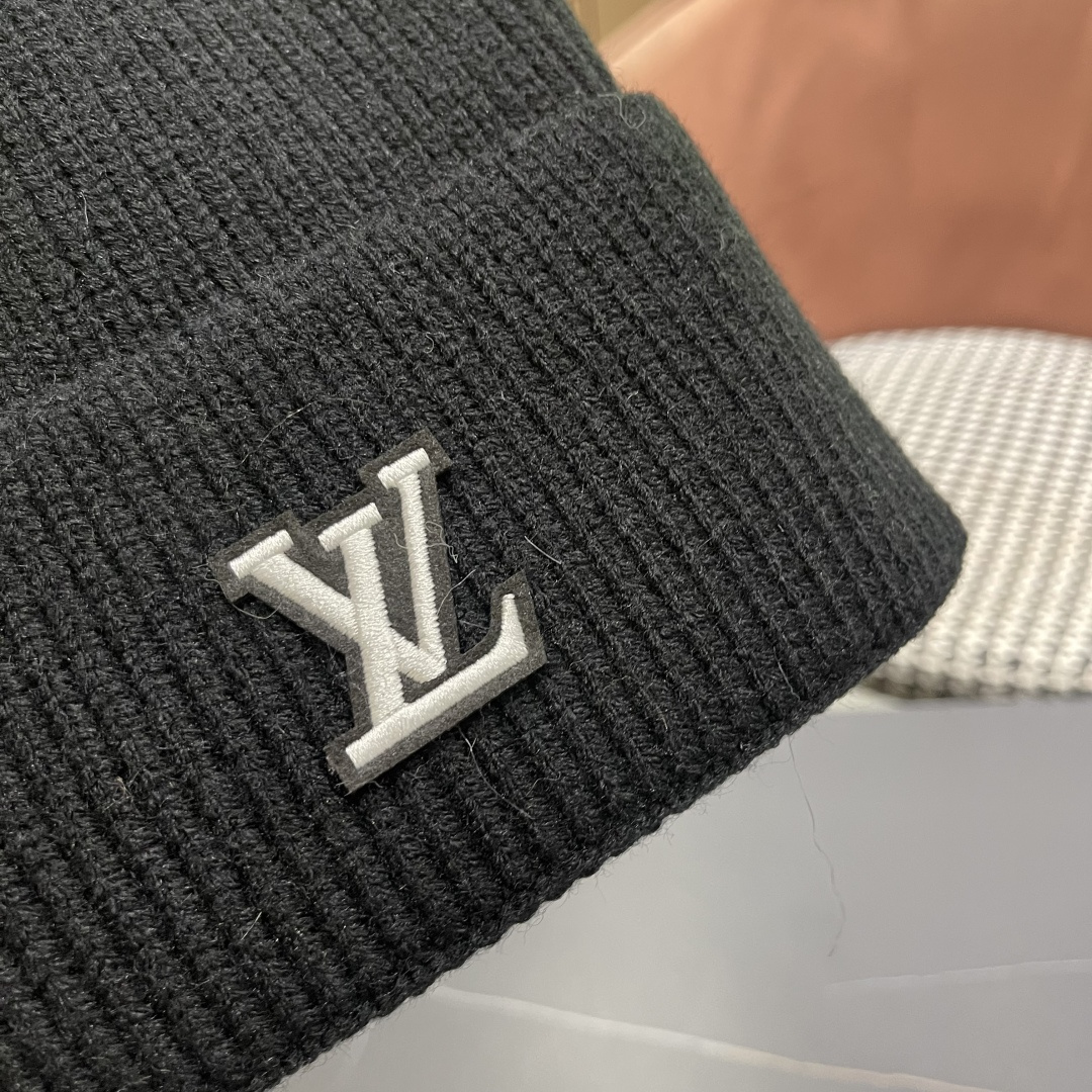 lv路易威登 纯色基础款针织帽男韩版休闲百搭学生情侣冷帽女秋冬保暖毛线帽子