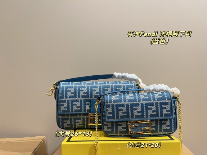 Fendi Baguette: Iconic FF Logo Shoulder Bag with Chain Detail 1 Fendi Baguette: Iconic FF Logo Shoulder Bag with Chain Detail