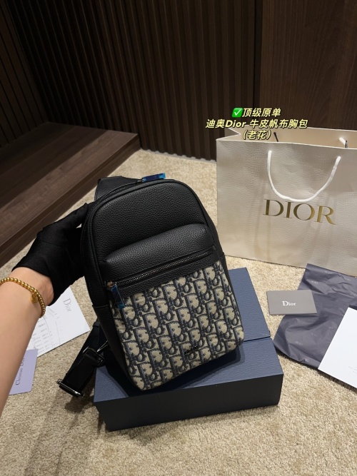 Dior Oblique Canvas & Leather Chest Bag, 17 x 26 cm, Black 1 Dior Oblique Canvas & Leather Chest Bag, 17 x 26 cm, Black