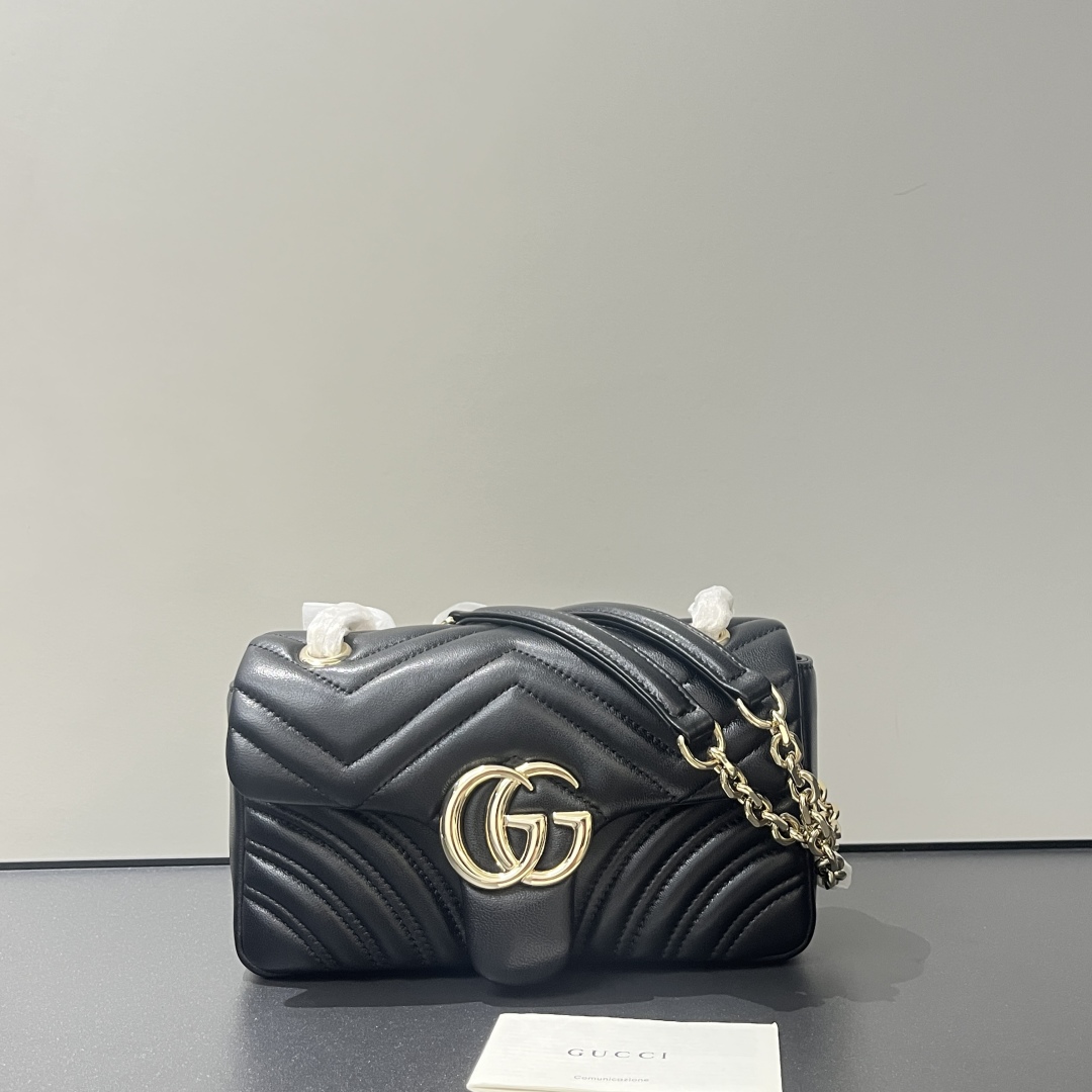 Gucci Marmont Leather Shoulder Bag - Black, W22xH12.5xD6cm 2 cmp i1748447165604 4339 0 0