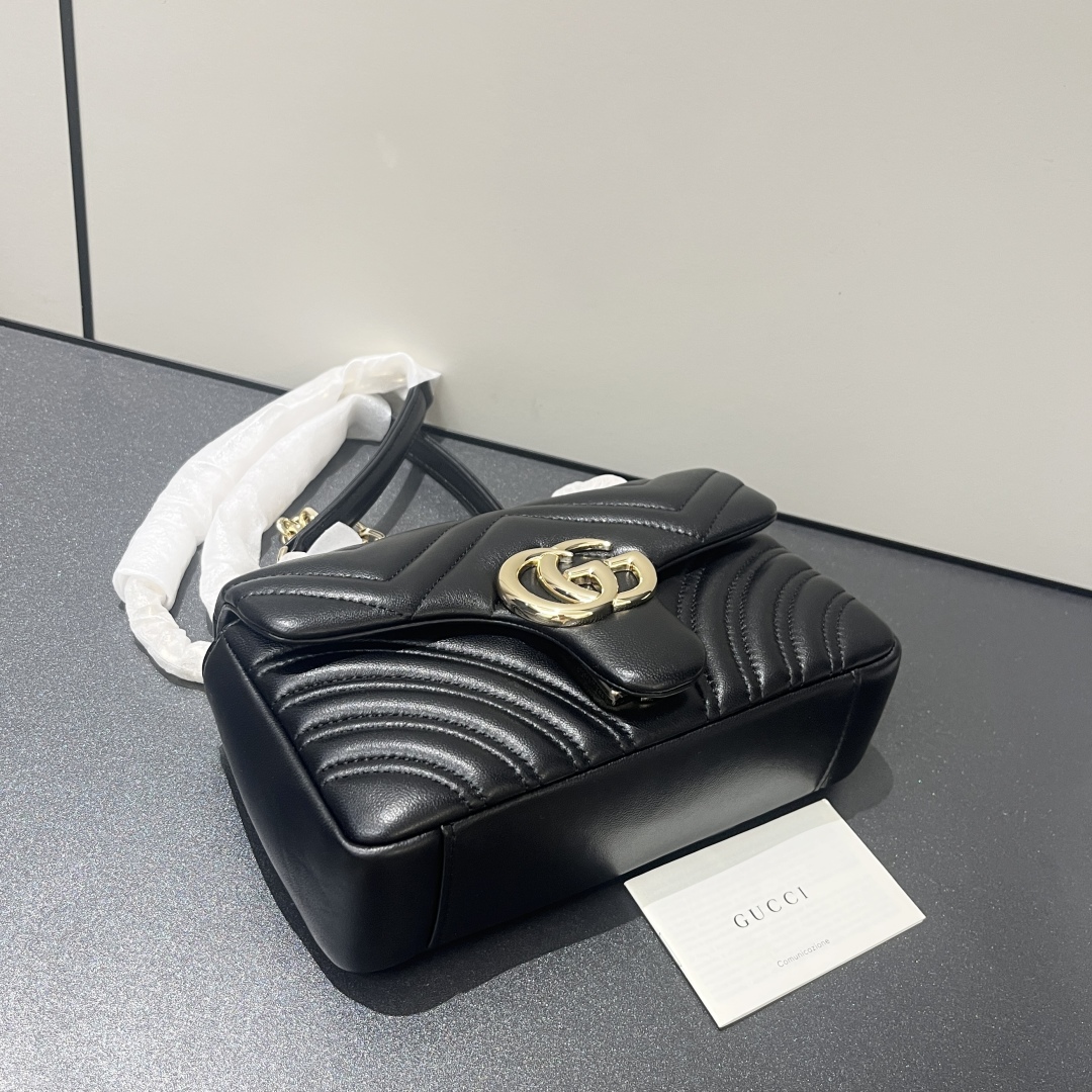 Gucci Marmont Leather Shoulder Bag - Black, W22xH12.5xD6cm 7 cmp i1748447188265 132 0 7