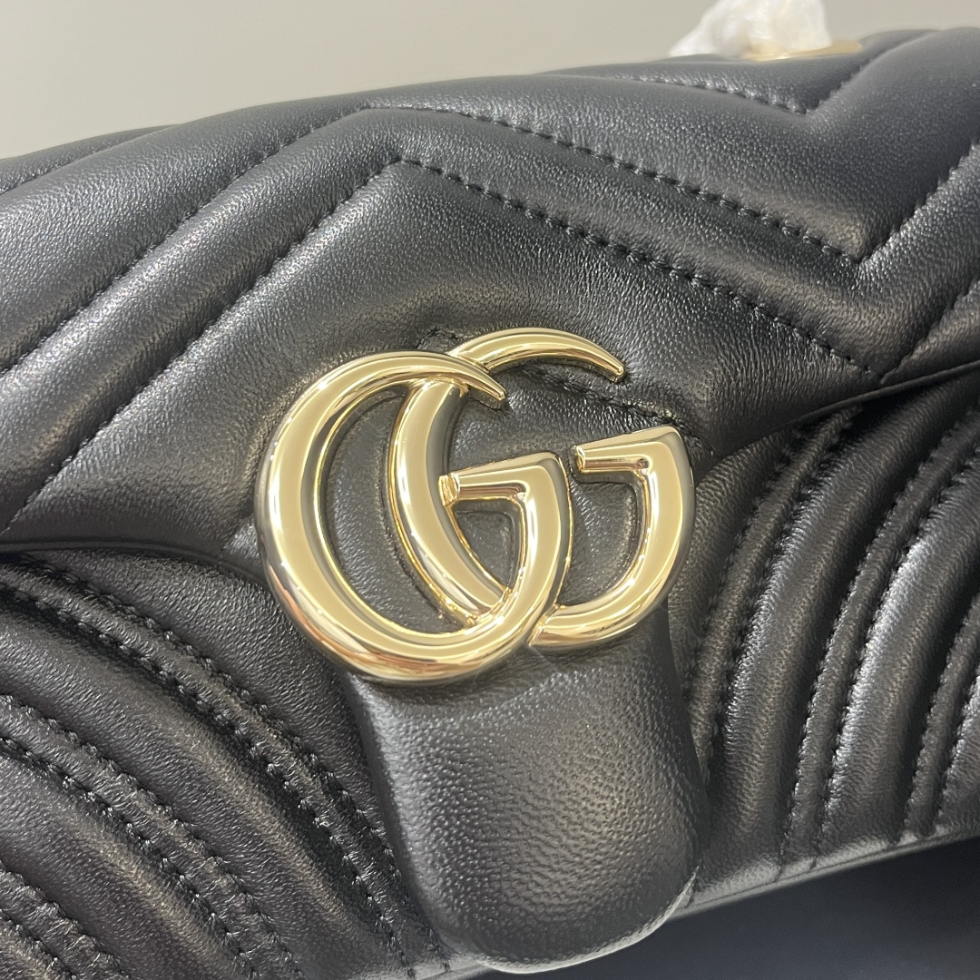 Gucci Marmont Leather Shoulder Bag - Black, W22xH12.5xD6cm 6 cmp i1748447332786 6684 0 6