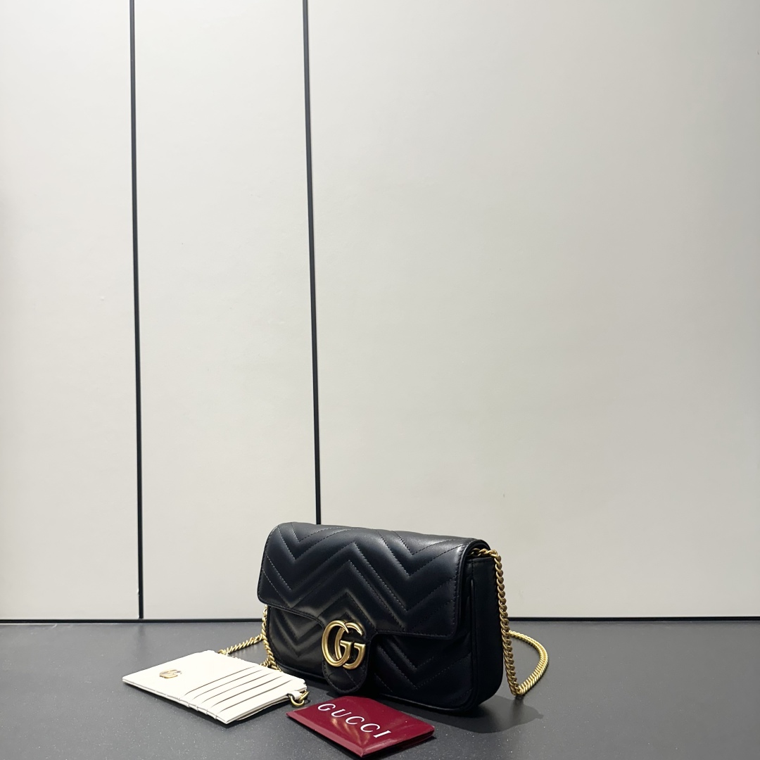 Gucci Marmont Mini Chain Bag with Card Holder, Black Leather Shoulder Bag 2 cmp i1755428966455 5503 0 1