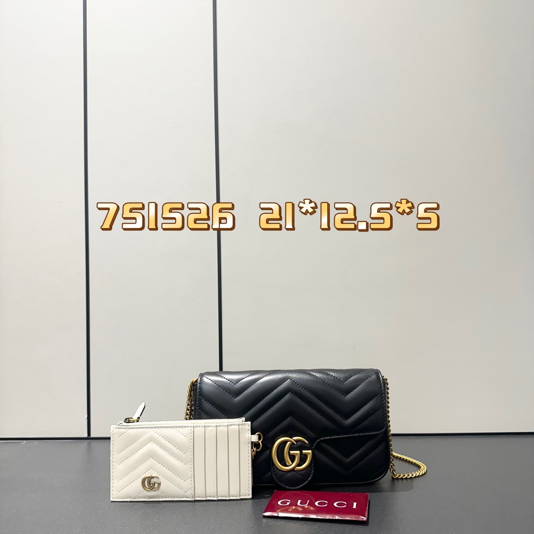 Gucci Marmont Mini Chain Bag with Card Holder, Black Leather Shoulder Bag 1 cmp i1755429042104 4734 0 0