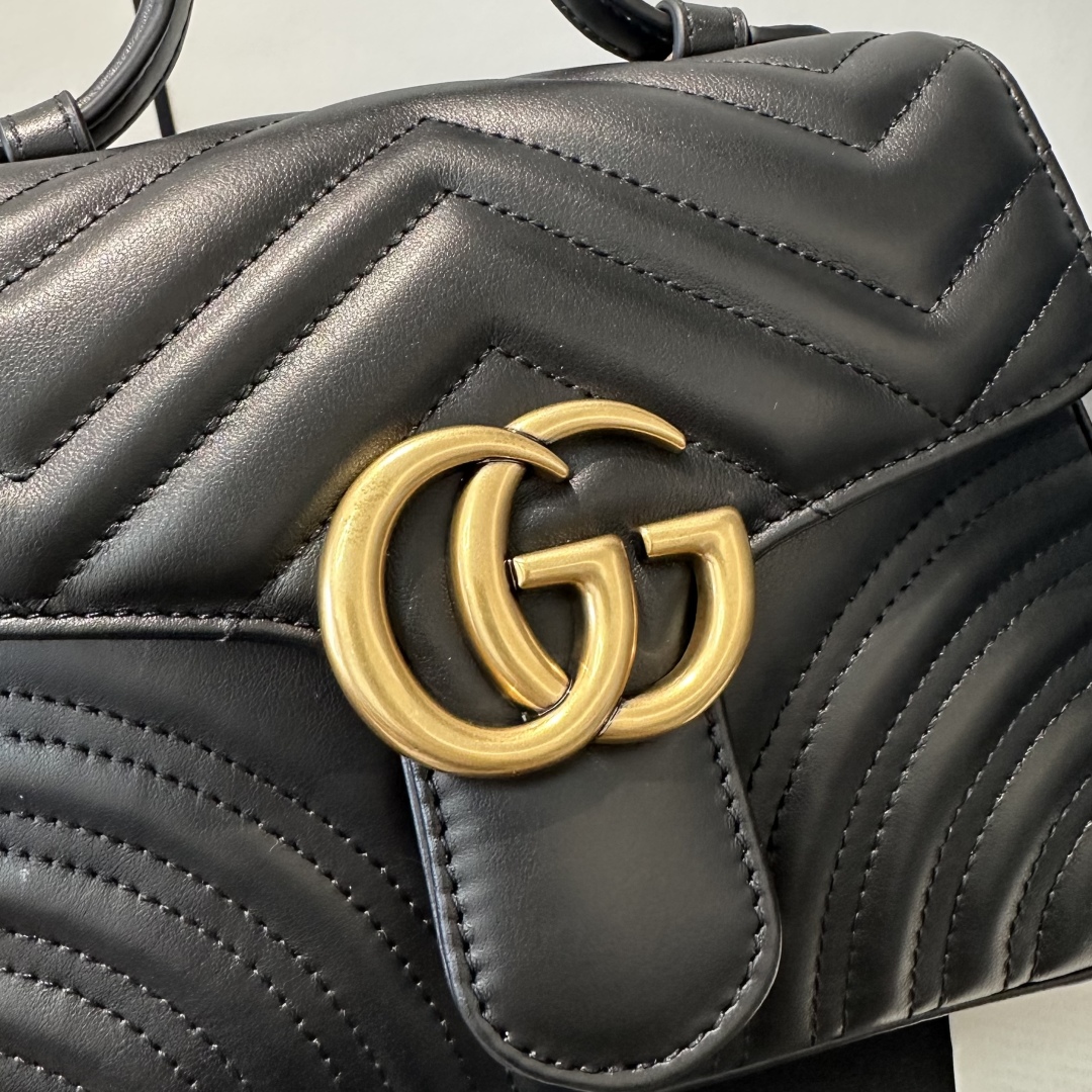Gucci Marmont Mini Top Handle Bag - Black Leather, Gold Chain, Iconic Design 6 cmp i1757475746215 2985 0 6