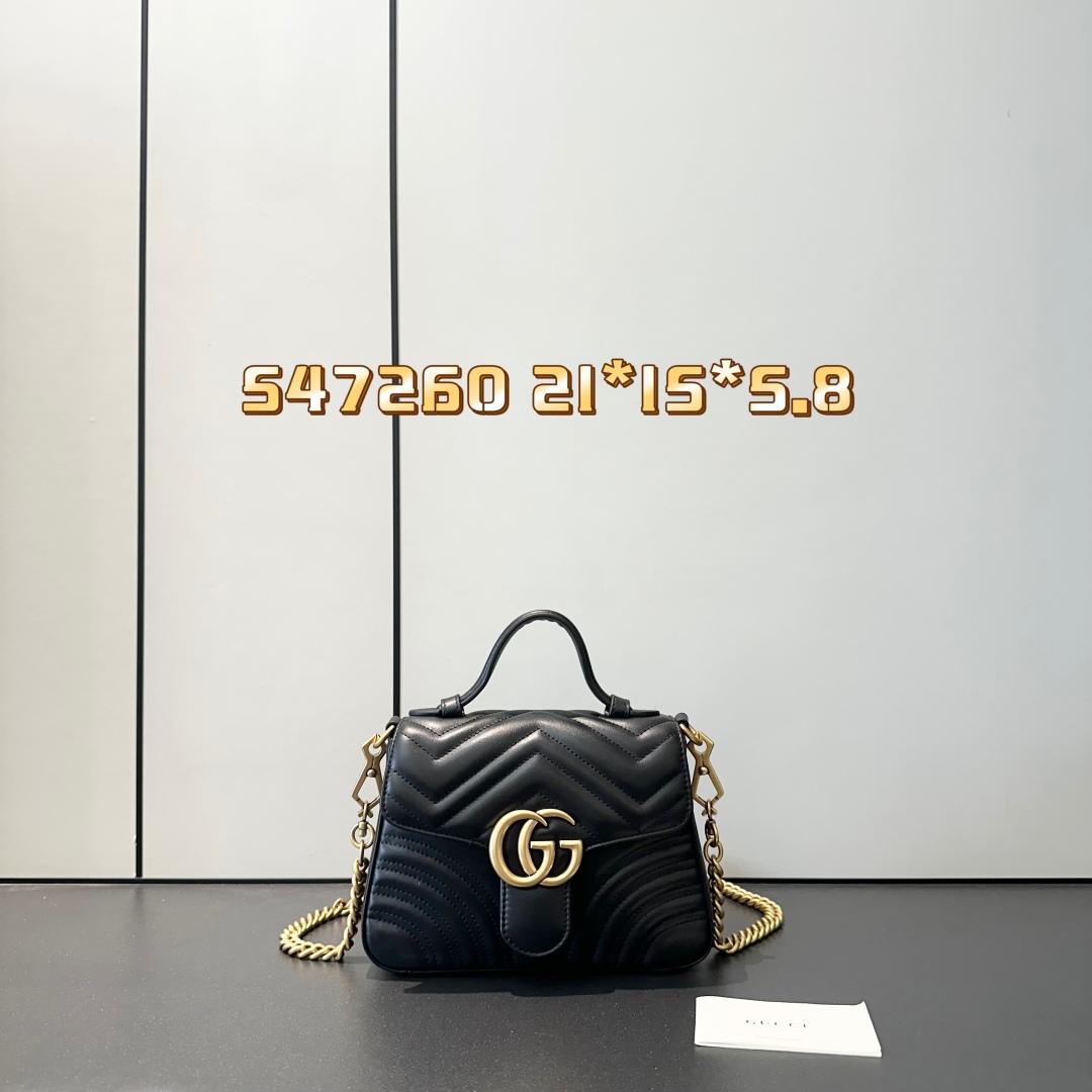 Gucci Marmont Mini Top Handle Bag - Black Leather, Gold Chain, Iconic Design 1 cmp i1757475746215 3175 0 1