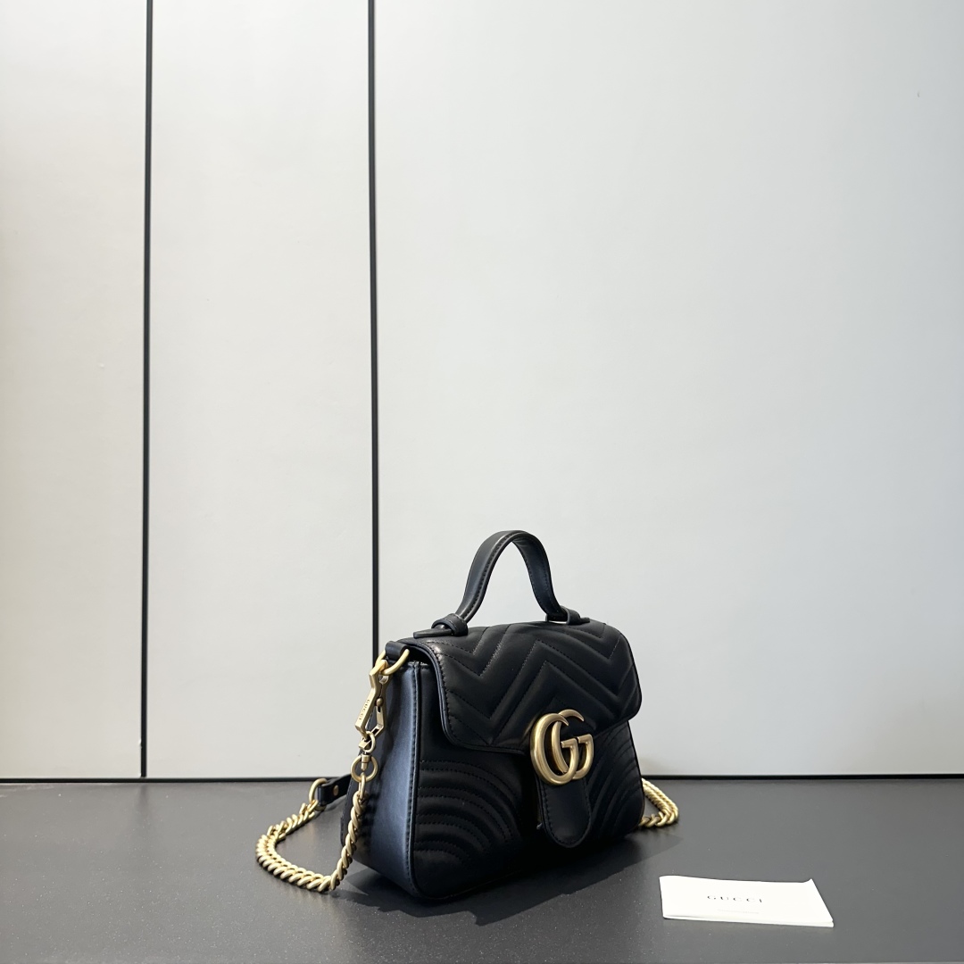 Gucci Marmont Mini Top Handle Bag - Black Leather, Gold Chain, Iconic Design 4 cmp i1757475746226 8838 0 4