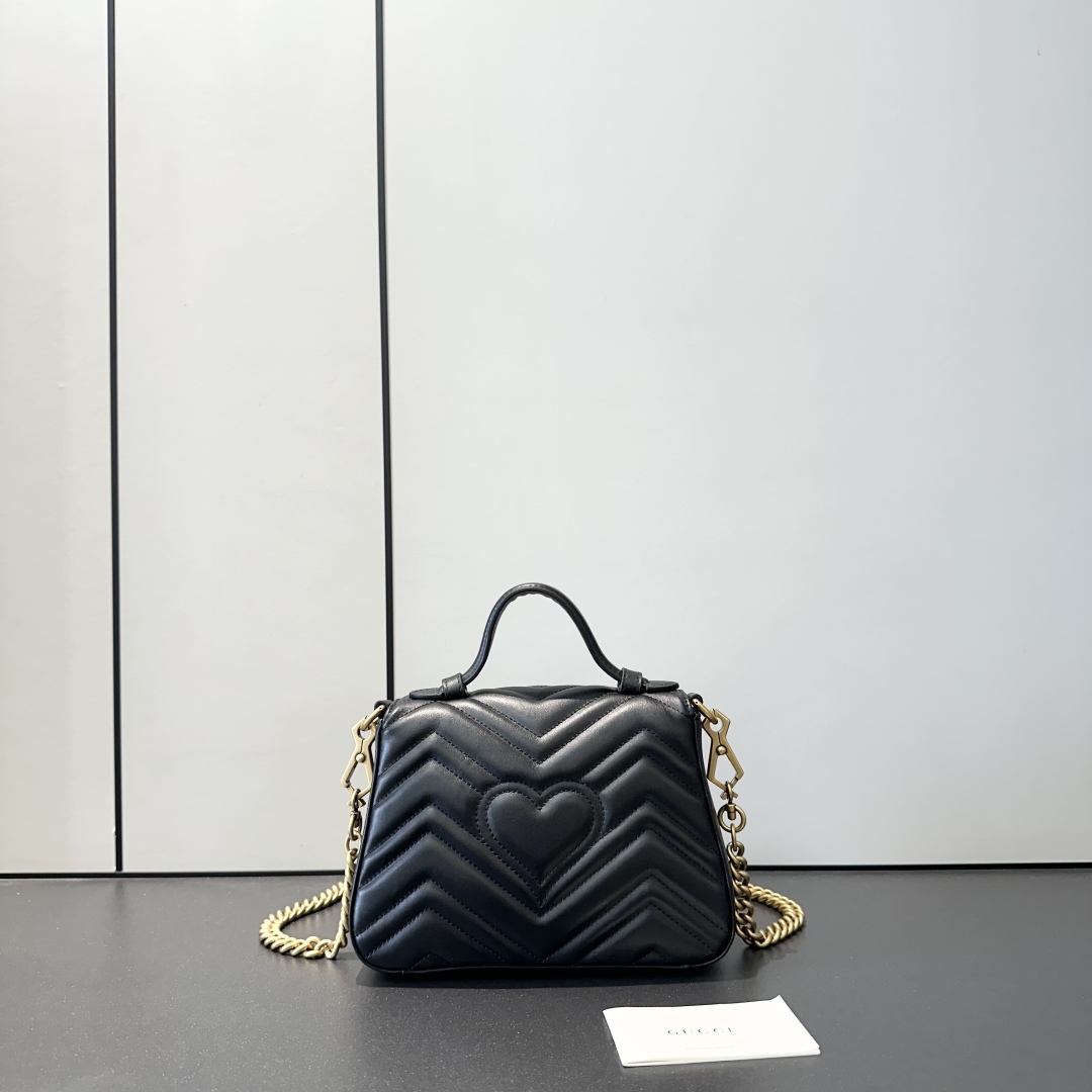 Gucci Marmont Mini Top Handle Bag - Black Leather, Gold Chain, Iconic Design 3 cmp i1757475748746 566 0 3