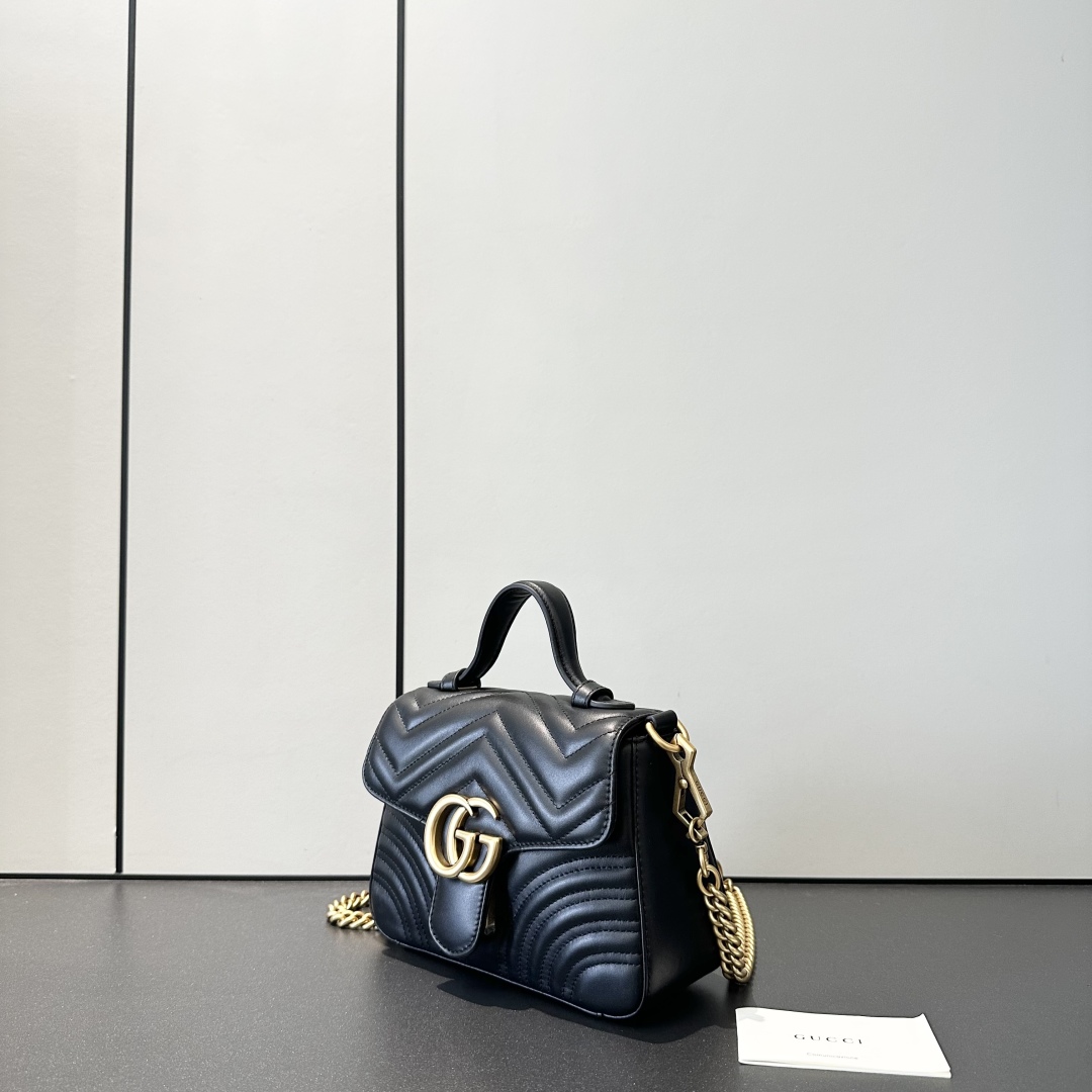 Gucci Marmont Mini Top Handle Bag - Black Leather, Gold Chain, Iconic Design 2 cmp i1757475748758 4619 0 2