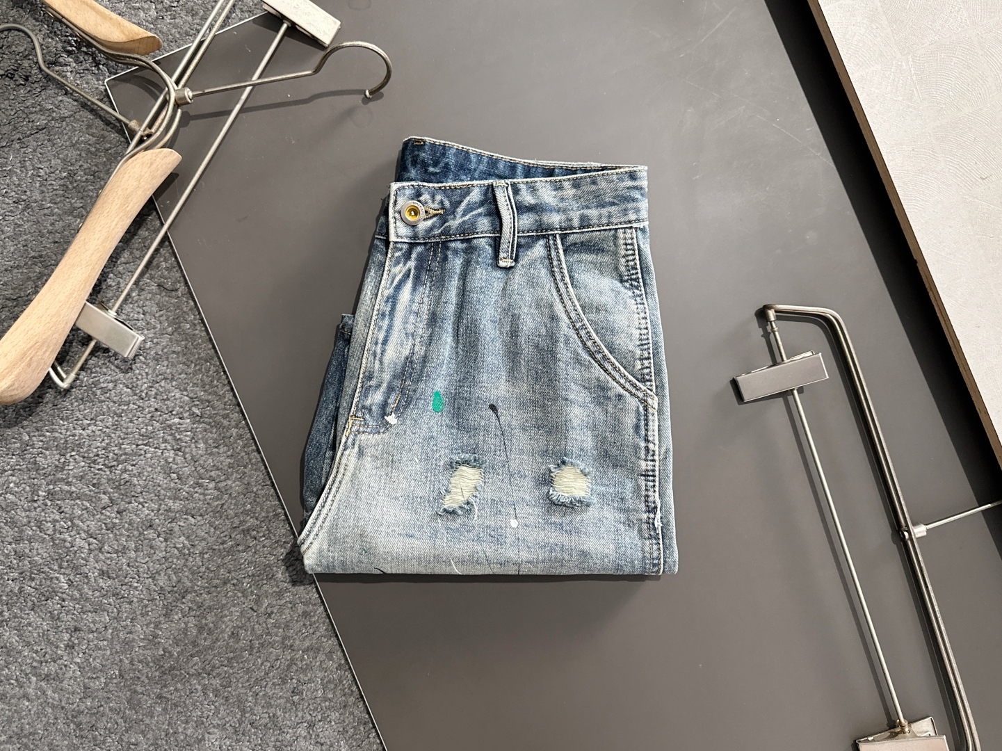 Original Single-Explosive Jeans: Super Customized Heavy Engineering for Summer Style, Sizes 29-38 - 图片 2