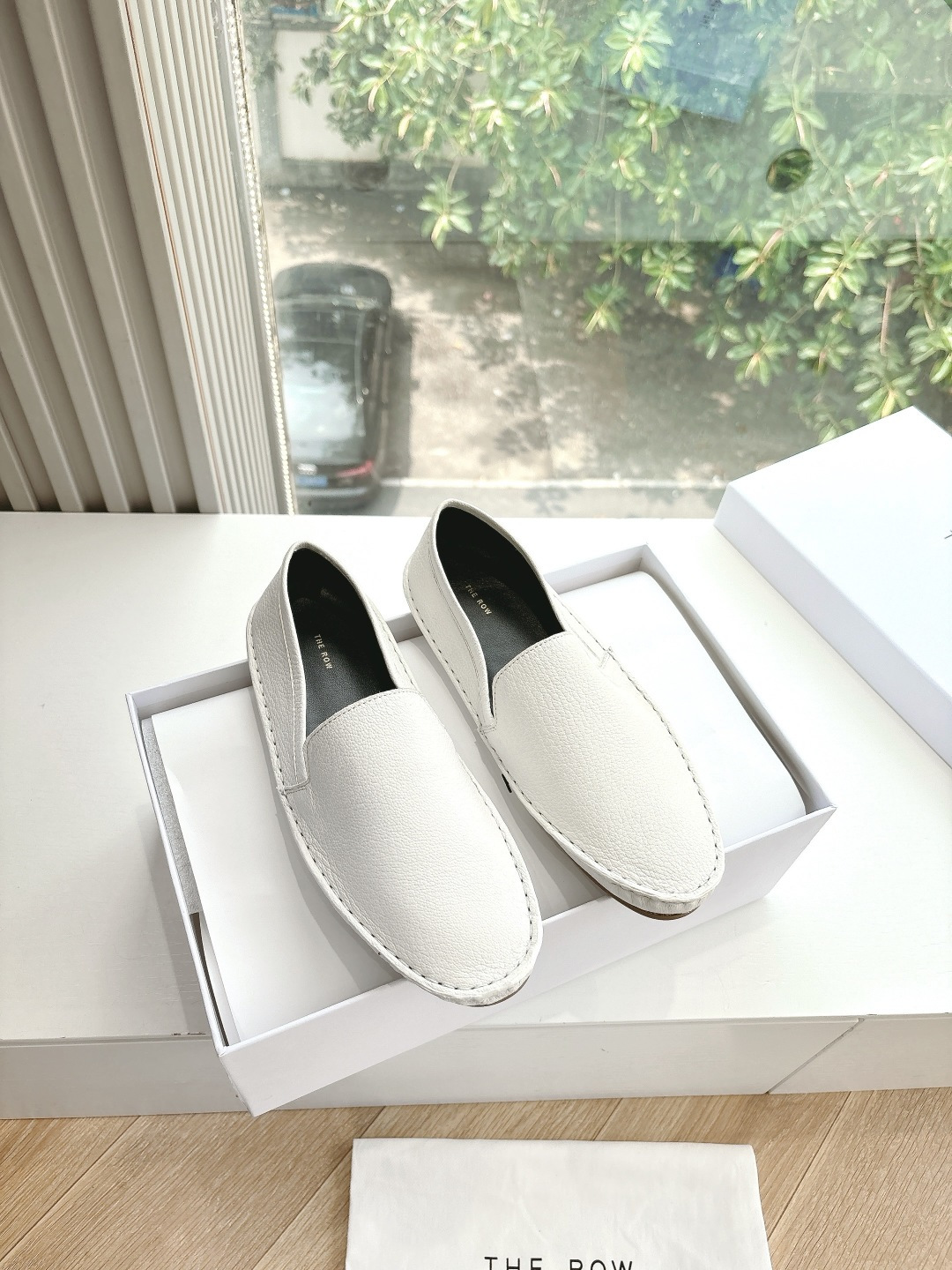 The Row Canal collection agneau peau tête ronde mocassins plats achat original niveau daigou agneau peau grade A importé