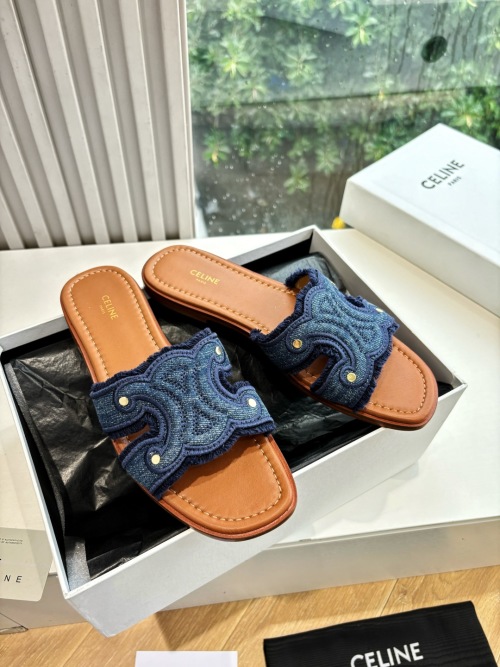 Celine Triomphe Denim Women's Slides Sandals - Comfort & Style