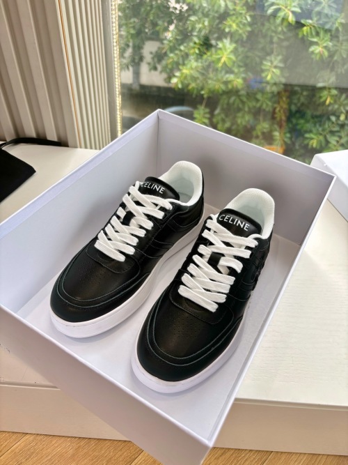 Celine CR-03 Runner Sneakers - Black Leather, Lace-Up, Iconic Logo Detail