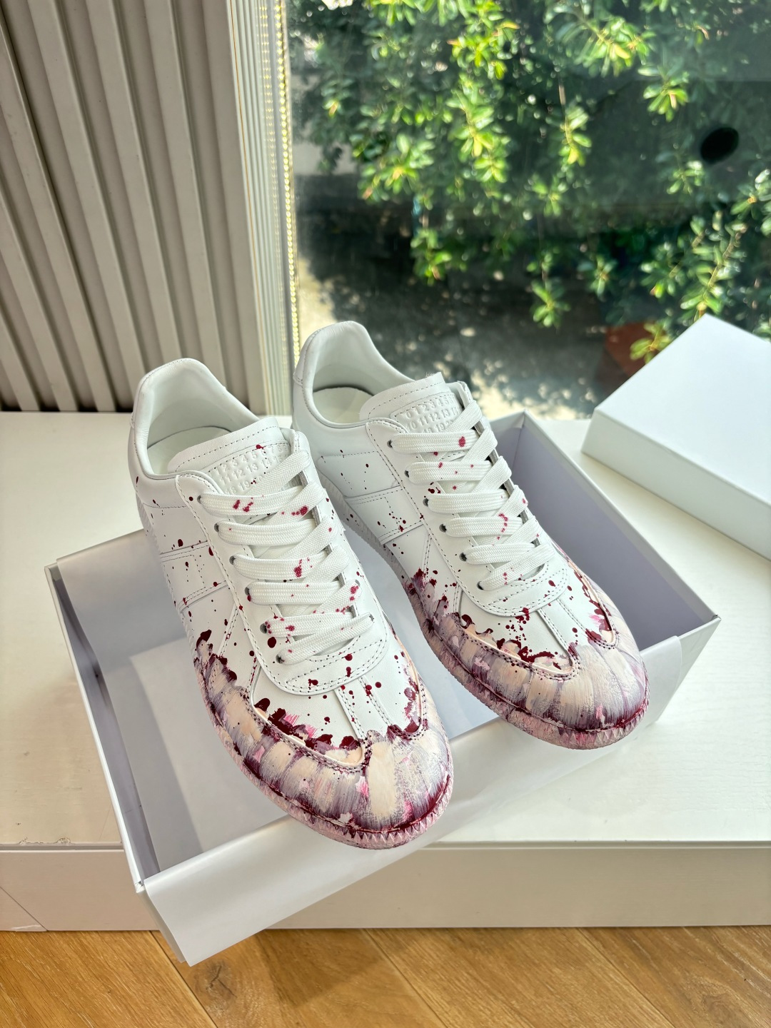 Maison Margiela MM6 Designer Shoes: Luxurious T-Shaped Leather Collage Design