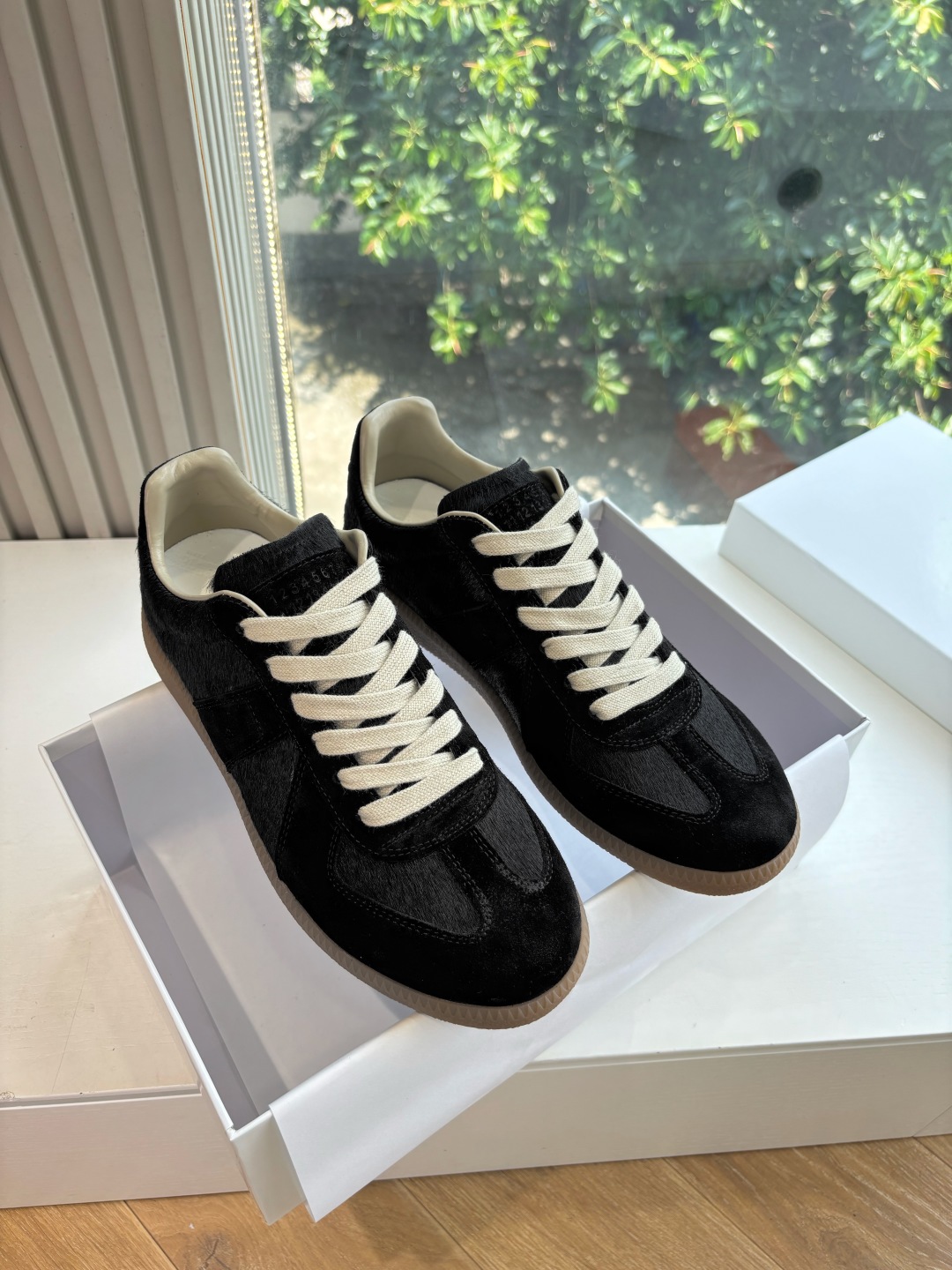 Maison Margiela MM6 Designer German Training Shoe with T-Shaped Leather Design