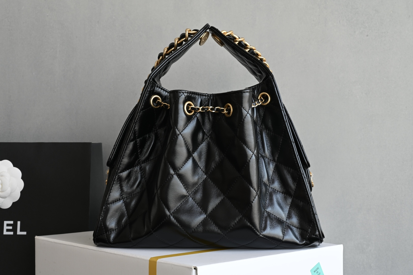 🌼白金版▪️正品级 包装如图全新到货🆕𝗖𝗵𝗮𝗻𝗲𝟭 𝟮𝟱𝗰早春嬉皮购物包小号 黑色♥专柜售价𝟦𝟩𝟪𝟢𝟢𝗋