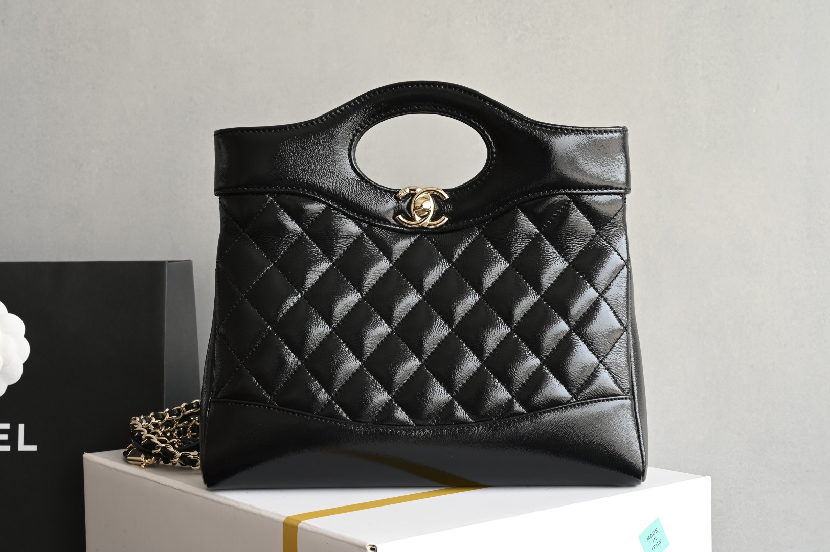 白金版▪️正品级 包装如图全新到货‼️𝗖𝗵𝗮𝗻𝗲𝟭 𝟮𝟓𝐏 全新版本迷你𝟥𝟣𝖡𝖺𝗀购物袋 链条可拆卸 黑