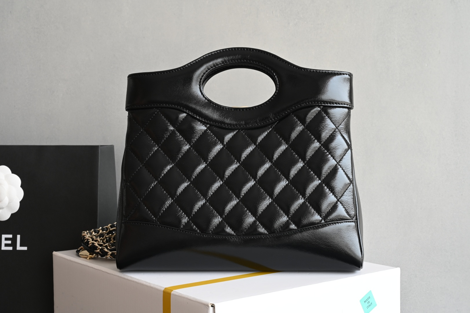 白金版▪️正品级 包装如图全新到货‼️𝗖𝗵𝗮𝗻𝗲𝟭 𝟮𝟓𝐏 全新版本迷你𝟥𝟣𝖡𝖺𝗀购物袋 链条可拆卸 黑