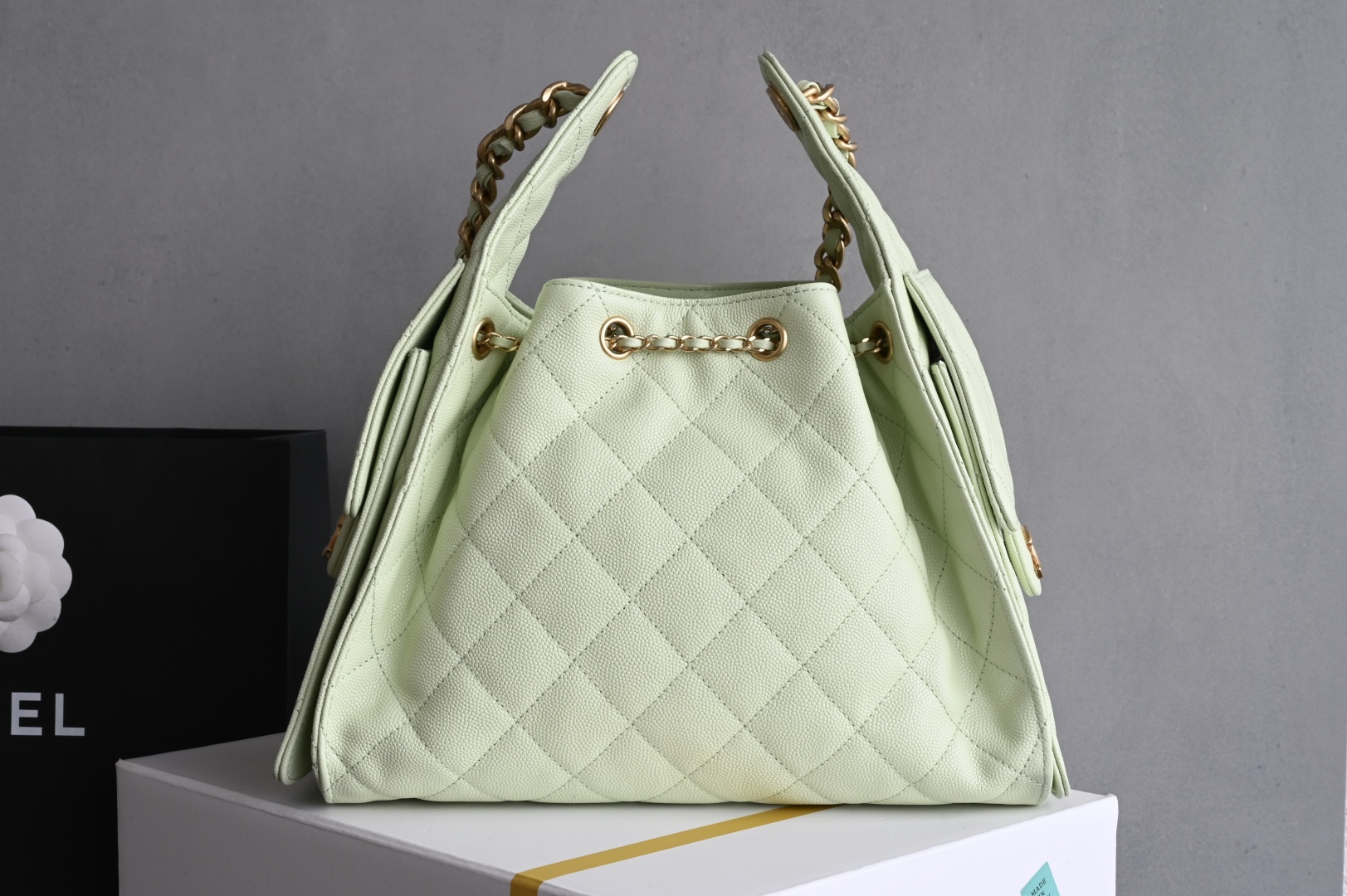 白金版▪️正品级 包装如图全新到货🆕𝗖𝗵𝗮𝗻𝗲𝟭 𝟮𝟓𝐒𝟐𝟓𝐁𝐚𝐠嬉皮购物包小号 苹果绿专柜售价𝟦𝟩𝟪𝟢