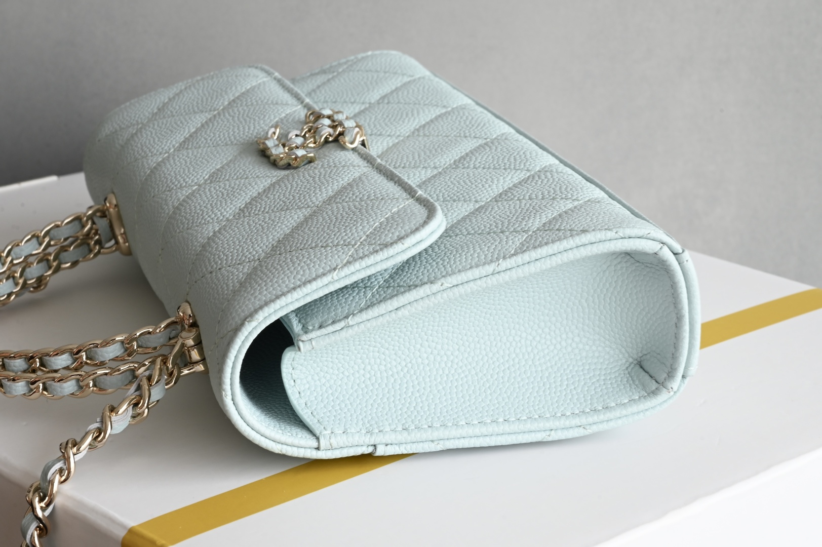 白金版▪️正品级 包装如图现货发售🌱皮穿链手柄𝐤𝐞𝐥𝐥𝐲手机包回归𝑪𝒉𝒂𝒏𝒆𝒍 𝟐𝟓𝐒｜白色♥𝐳𝐩级 浅