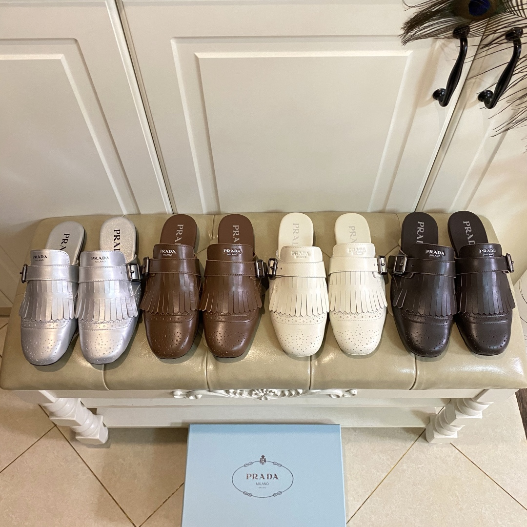 NO:173290,, Prada PRADA tassel slippers, cowhide surface, cowhide, size 35-40 (41, 42 sizes customized without return or exchange), semi-trail, prada, prada, slippers, cowhide19860909,普拉达PRADA流苏拖鞋,牛皮面,牛皮里,35-40码(41,42码定做不退换),半拖,prada,prada,slippers,cowhide,Women's Shoes
