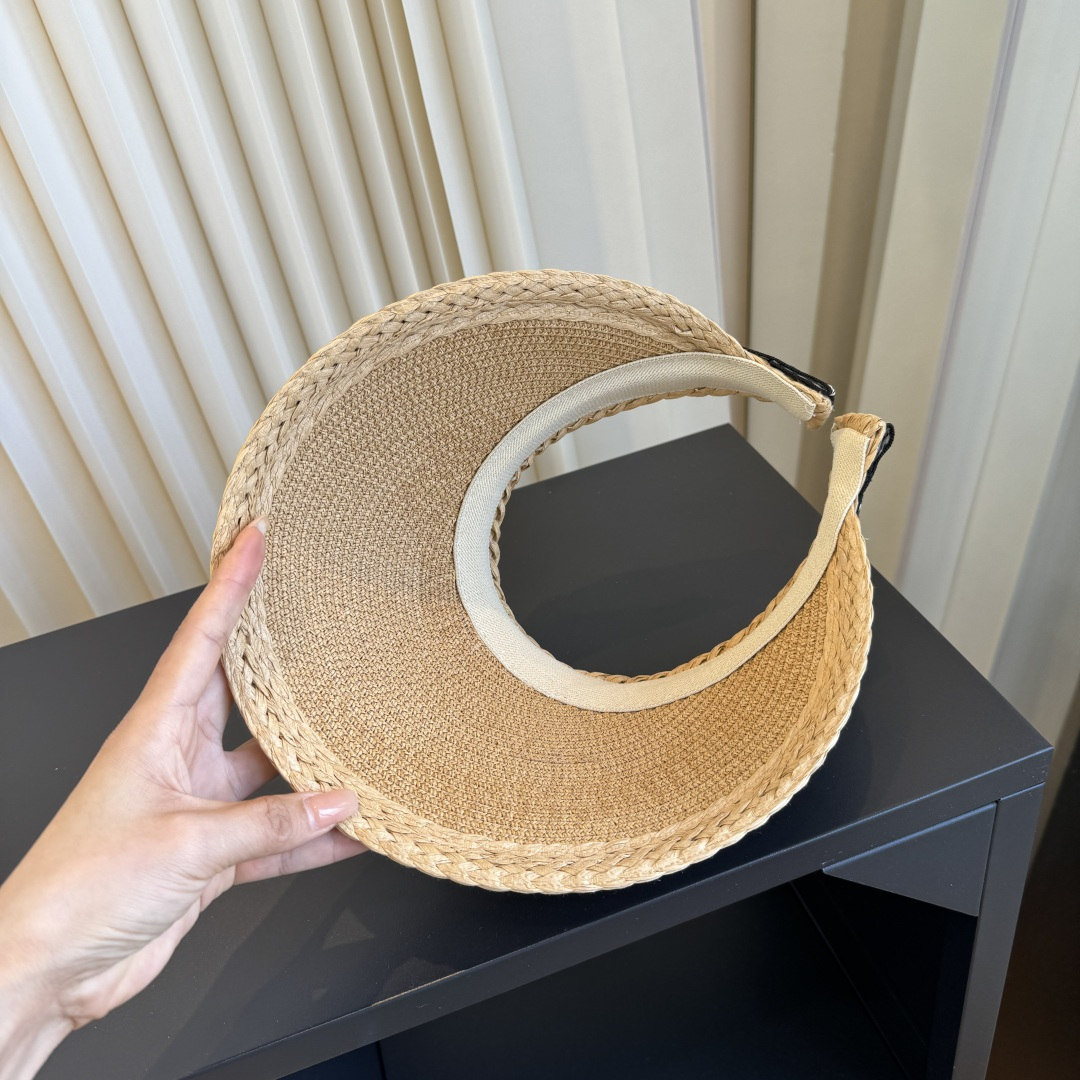 DIOR Classic Letter Ribbon Straw Visor