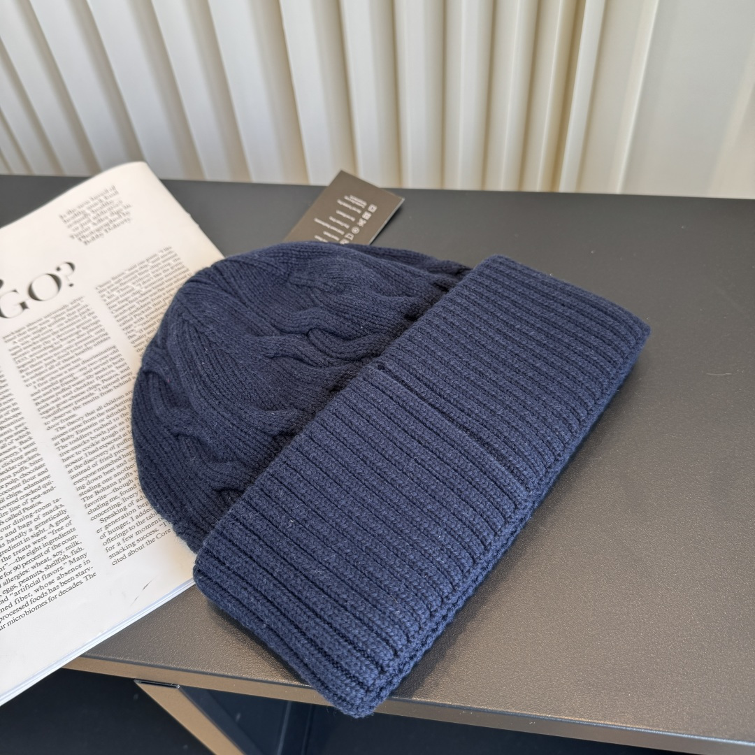 CHANEL Cable Knit CC Embroidered Cuffed Beanie