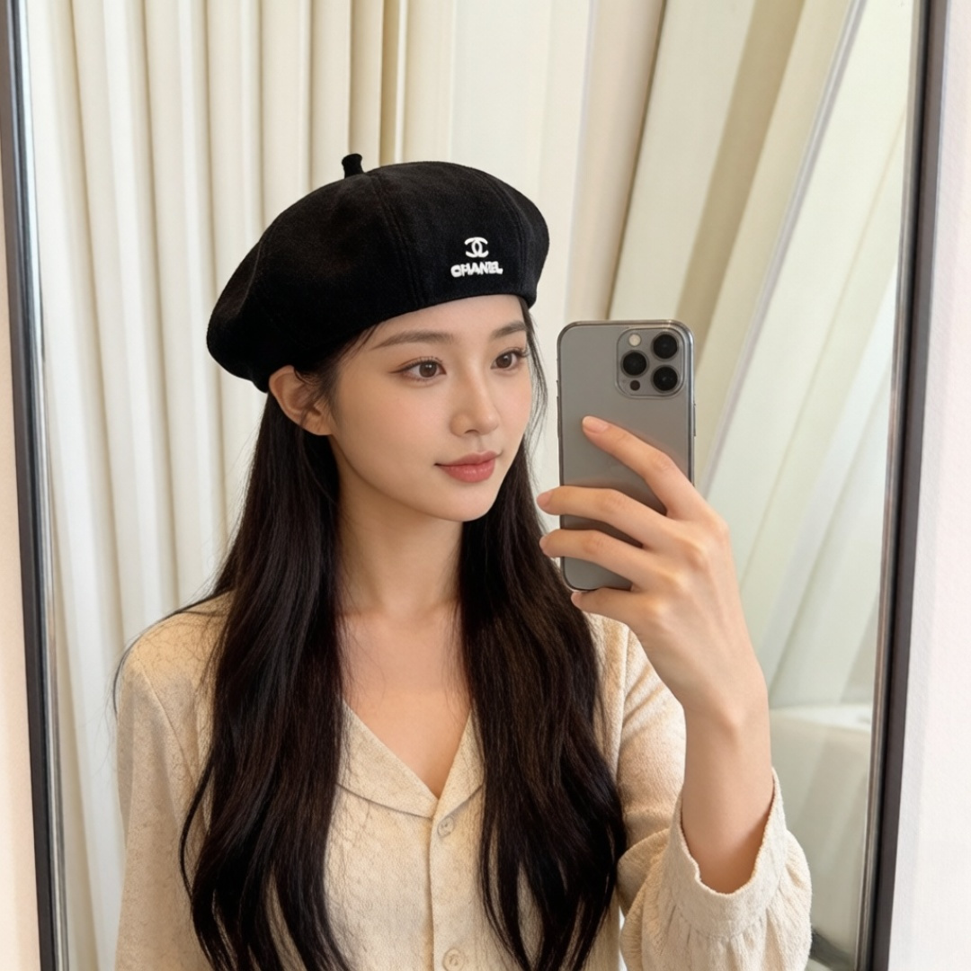 
CHANEL Tweed Newsboy Cap