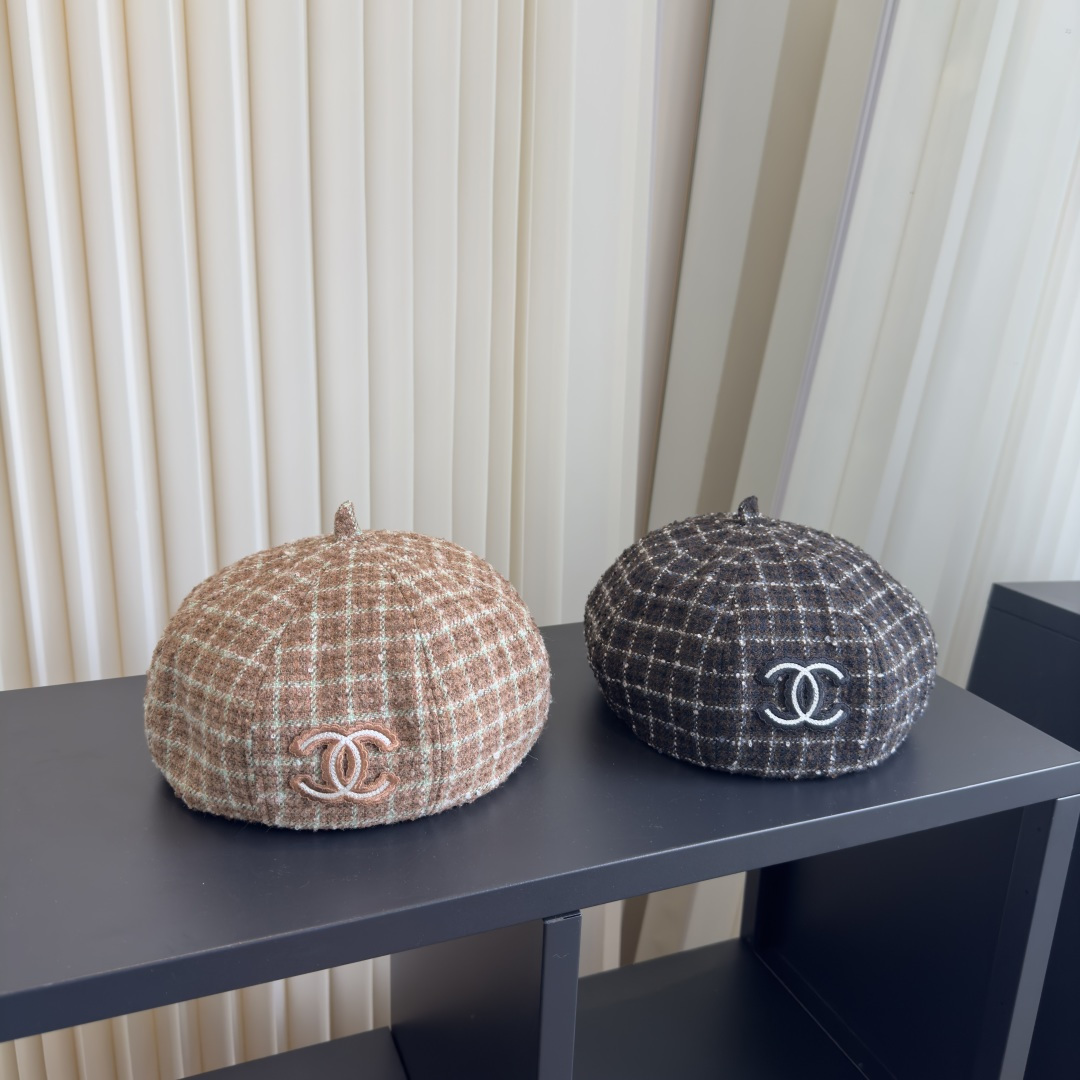 CHANEL Tweed Newsboy Cap